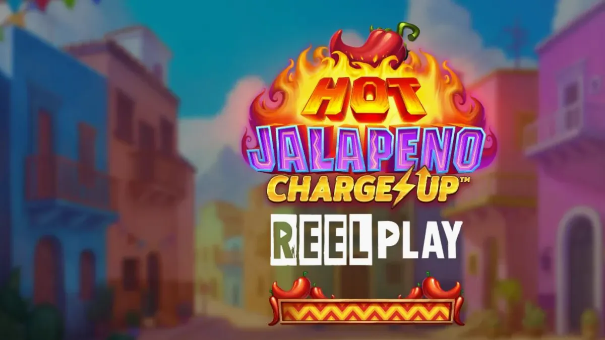 Tinjauan gameplay slot Hot Jalapeño Charge Up dengan gulungan yang menampilkan simbol-simbol fiesta Meksiko dan meteran Charge Up